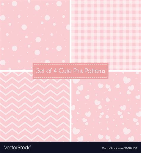 Set of 4 cute pink patterns and textures Vector Image