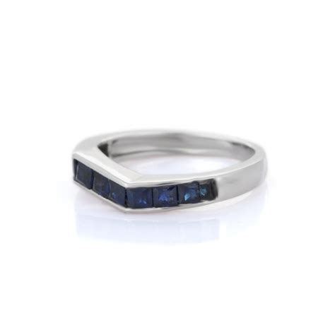 Customizable Minimalist Stackable Blue Sapphire Band Sapphire Ring In