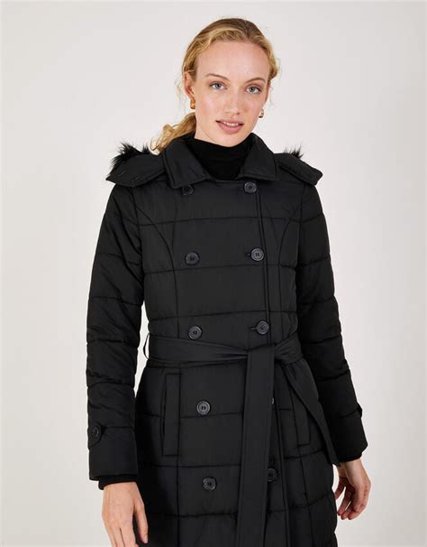 Roxy Padded Belted Coat With Recycled Polyester Black