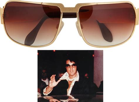 Sold For 21 510 Elvis Presley S Custom Gold Framed Sunglasses A Pair Of Yellow Gold Frames