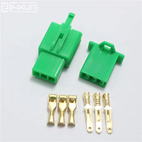 1set 2 8mm 3p Green Electrical Connector Kits 2 8 Mm 3pin Male Female Socket Plug For Auto Car