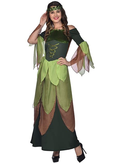 Adults Forest Maiden Fancy Dress Costume Medieval Wood Nymph Elf Womens