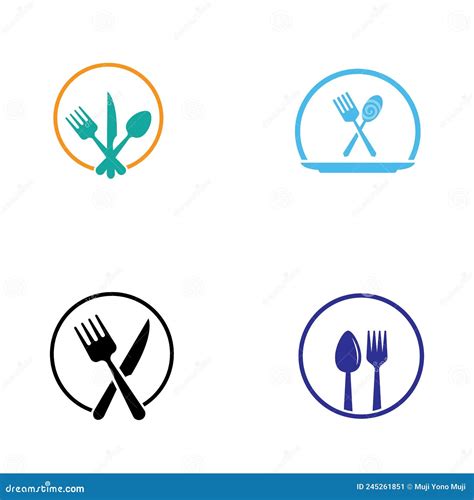 Spoon Fork And Knife Icon Logo Vector Design Template Stock Vector