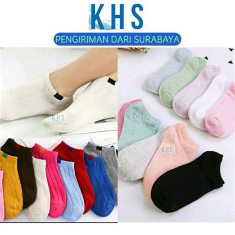 Jual Kaos Kaki Pria Pendek Semata Kaki Ankle Sock Polos Motif Garis Khs