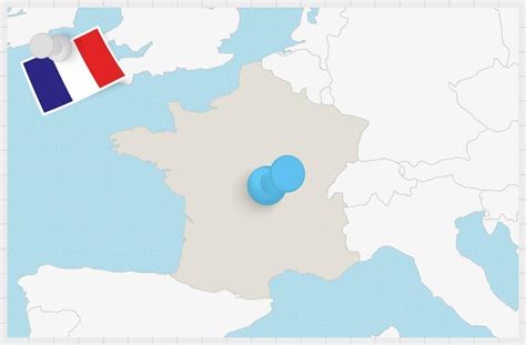 Map Of France With A Pinned Blue Pin Pinned Flag Of France 33312829