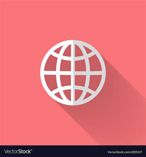 White Globe Icon Over Pink Royalty Free Vector Image