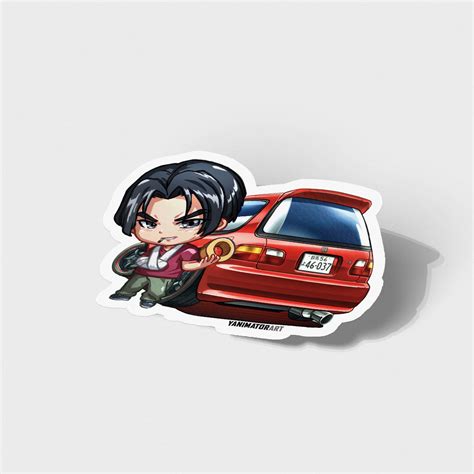 Initial D Cars And Character Vinyl Stickers Full Set 16 Pcs Yanimatorart