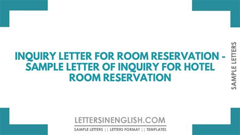 Inquiry Letter For Room Reservation Sample Letter Of Inquiry For