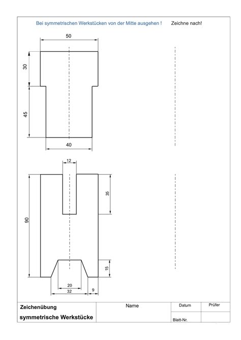 Technisches Zeichnen Bemaßung von Werkstücken 1