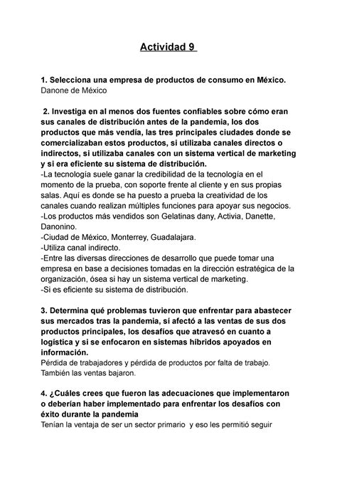 Actividad 9 M NUNUNUN Actividad 9 Selecciona Una Empresa De