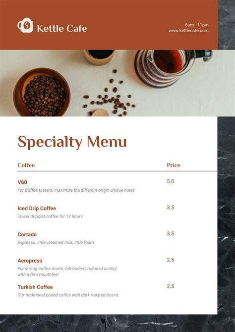 Coffee Shop Menu Template