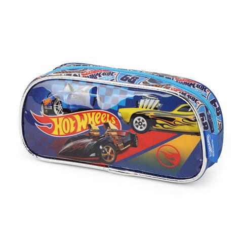Estojo Escolar Infantil Simples Hot Wheels Lika Bijuterias