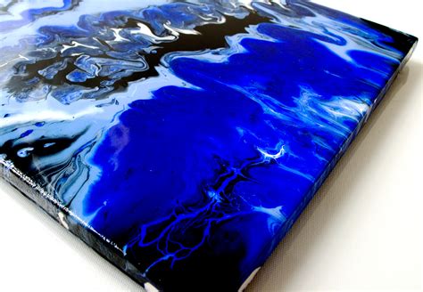 "Blue Abstract" Fluid acrylic original painting on Behance