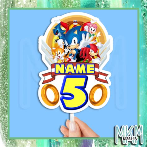 Sonic Hedgehog New Card Birthday Cake Topper Custom Made Name And Age