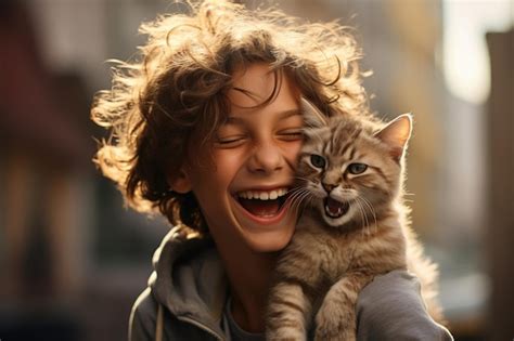 Premium Ai Image Cool Boy Happy Expression Outdoors In A City Ai