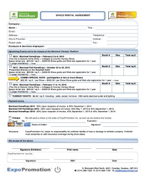 Fillable Online Expohabitation Space Rental Agreement