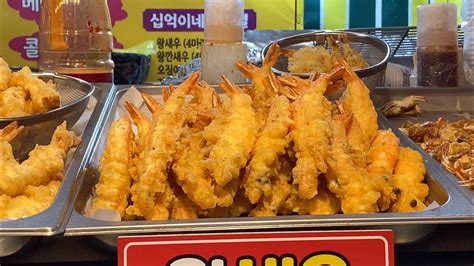 ENG Korean Fish Market Deep Fried Jumbo Shrimp Seafood Pancake