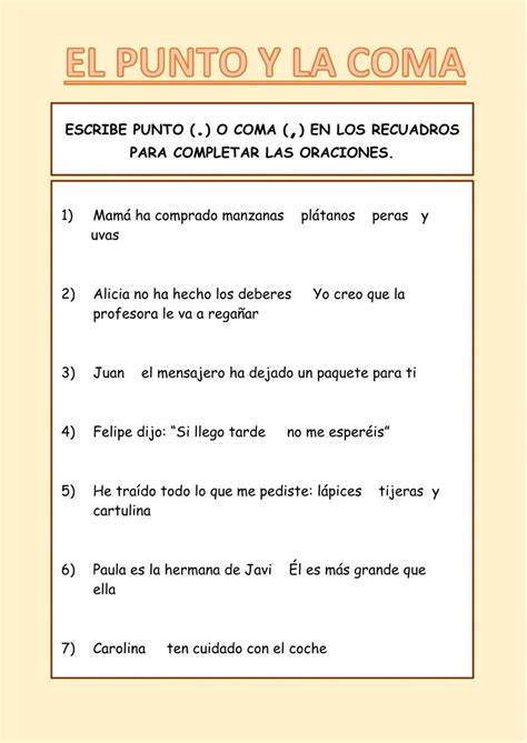 Uso De Coma Dos Puntos Y Punto Worksheet Signos De Puntuacion Nbkomputer