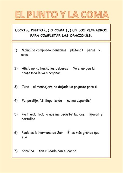 El Punto Y La Coma Interactive Worksheet Actividades De Puntuaci N