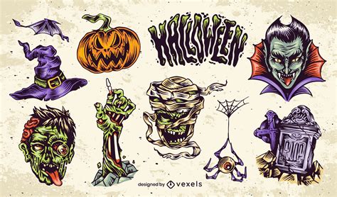 Halloween Holiday Scary Elements Set Vector Download