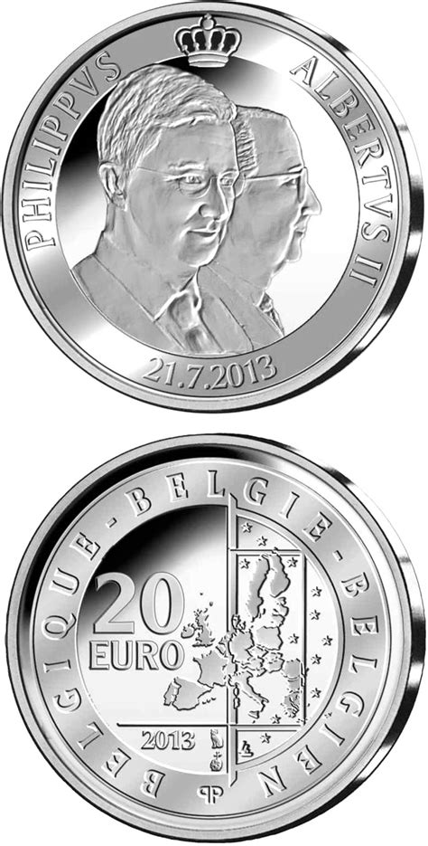 Silver 20 euro coins. The 20 euro coin series from Belgium