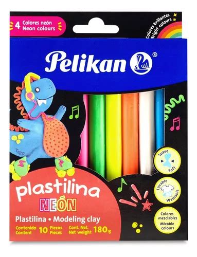 Plastilina Larga Tonos Neón Marca Pelikan Caja C 10 Barras Meses sin