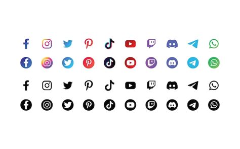 Ensemble De Logos Et D icônes De Médias Sociaux Vecteur Premium