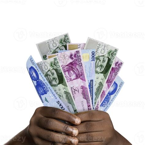 Black Hands Holding New D Rendered Nigerian Naira Notes Closeup Of