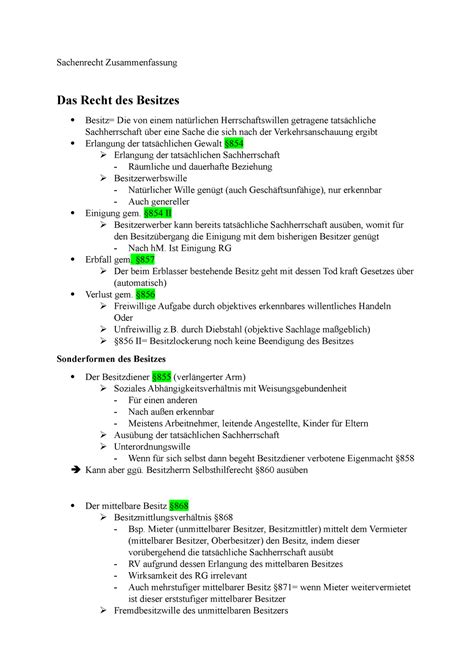 Sachenrecht Zusammenfassung Ii Besitzerwerber Kann Bereits