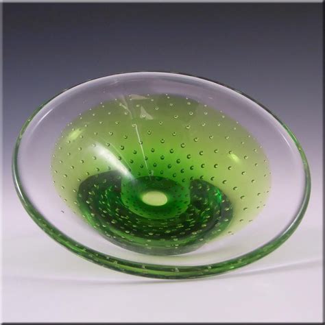 Thomas Webb Green Glass Flair Bubble Bowl Marked £33 25 Green Glass Bubbles Stuart Crystal