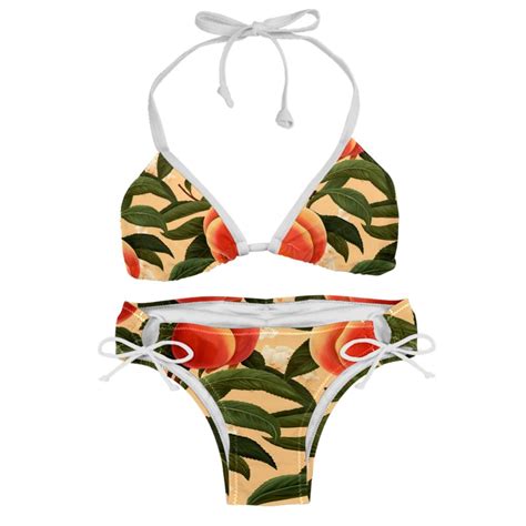 Peach Stylish Bikini Set With Detachable Sponge Adjustable Strap