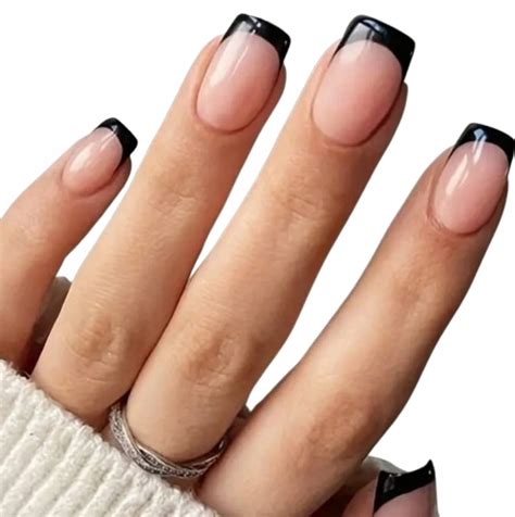 Paznokcie Sztuczne Tipsy Kwadrat Nude Czarny French Różowe Samoprzylepne 5906574507516 Cena