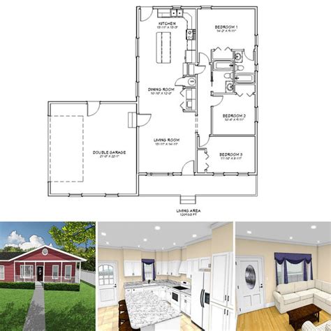 Bedroom Bath Compact Cottage Architectural Plans Sf X