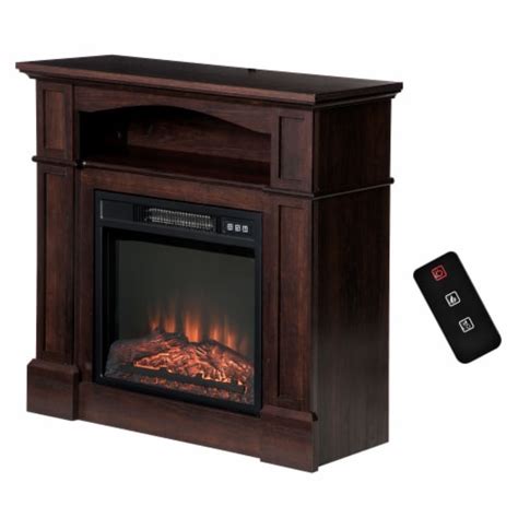 32 Electric Fireplace Mantel TV Stand Log Space Heater W Shelf 1400W