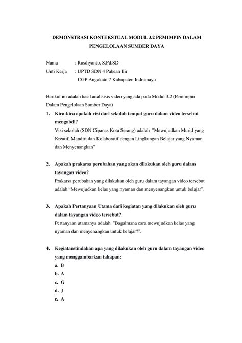 Demonstrasi Kontesktual Demonstrasi Kontekstual Modul Pemimpin