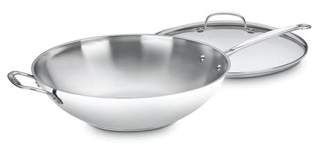 Cuisinart Chefs Classic Stainless Steel 14in Stir Fry Pan Frying Saute Glass Lid Ebay