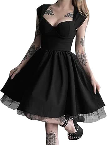 Vestido G Tico Cl Sico Sin Mangas De Encaje De Algod N Punk Para Mujer