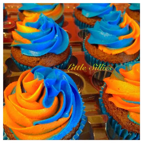 Orange And Blue Swirl Cupcakes Nerf Birthday Party