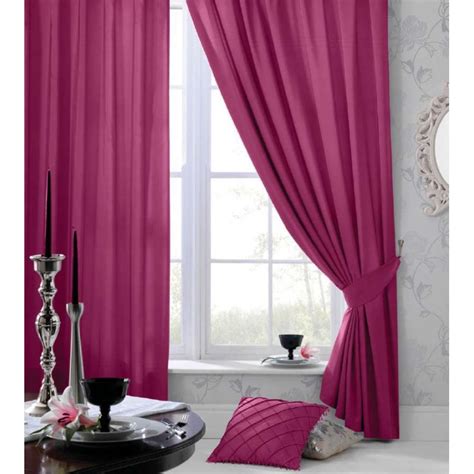 Catherine Lansfield Faux Silk Eyelet Curtains in Pink