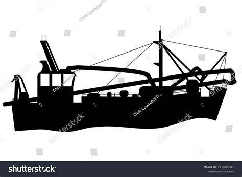 Silhouette Icon Coastal Trawler Suction Dredging Stock Illustration