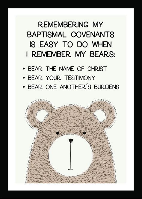 Remembering Baptismal Covenants Bears Of Baptism Lds Etsy