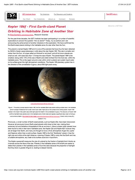 Kepler 186f SETI Institute PDF | PDF | Exoplanet | Circumstellar ...