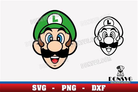 Luigi Bros Head SVG Cut Files Cricut Super Mario Brother Face Color