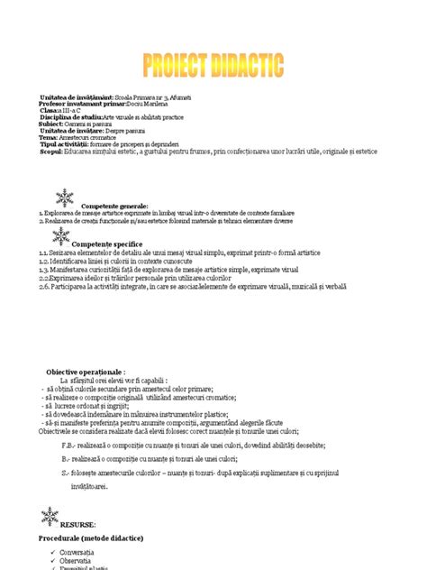 Proiect Avap Clasa A Iii A Definitivat Pdf