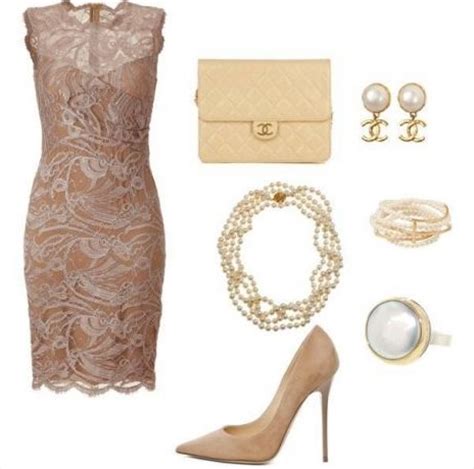 Nude Elegant Lace Dress And Nude Heels Pretty Designs