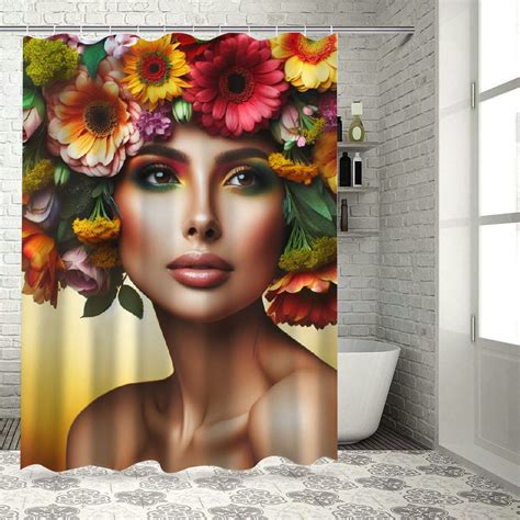 Lzatpd European Woman Facial Art Shower Curtain Women S Body Colourful