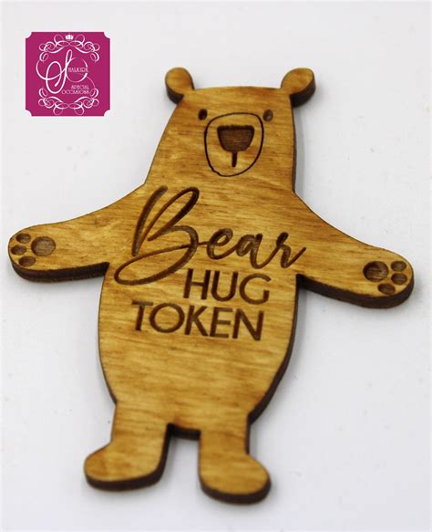 Pocket Bear Hug Token On Card With Cute Bear