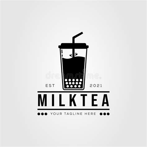 Milk Tea And Bubble Drink Logo Vector Illustration Design Vintage