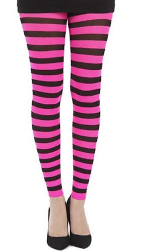 Pink Striped Tights For Women Soft And Durable Two Tones Etsy