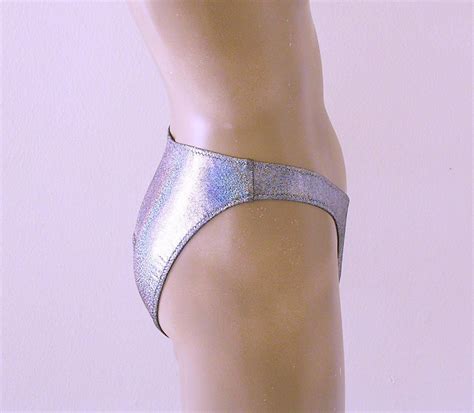 S S High Leg Thong Bikini Bottom In Silver Gold And Disco Ball